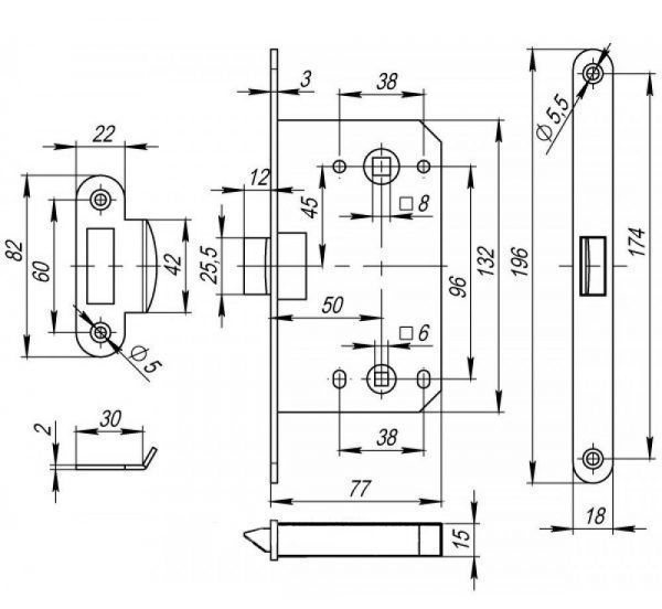 Защёлка врезная Armadillo LH 96-50 UK LH 96-50 UK фото